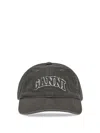 Ganni Washed Cotton Canvas Cap Emb