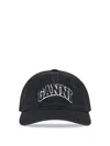 Ganni Womens Black Brand-embroidered Cotton-canvas Cap In Black