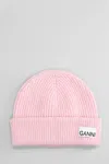 Ganni Hats In Rose-pink Wool In Raspberry Wine