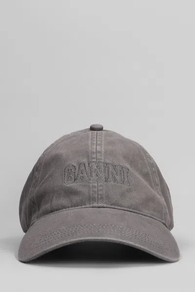 Ganni Hats In Grey Cotton