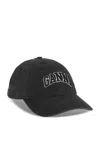 Ganni Womens Black Brand-embroidered Cotton-canvas Cap In Nero