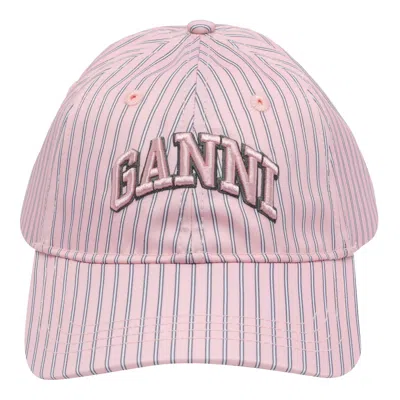 Ganni Women Printed Logo Baseball Cap In Pink