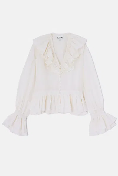 Ganni Hauti Habuti Blouse With Lace In White