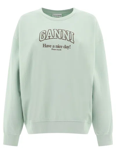 Ganni Oversize Sweatshirt In Green