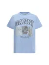 Ganni Have A Nice Day T-shirt In Blue
