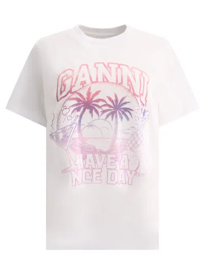 Ganni White Basic Cocktail Cotton Jersey T-shirt