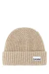Ganni Women Sand Wool Blend Beanie Hat In Neutral