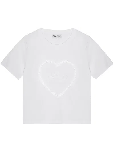 GANNI HEART-APPLIQUÉ T-SHIRT