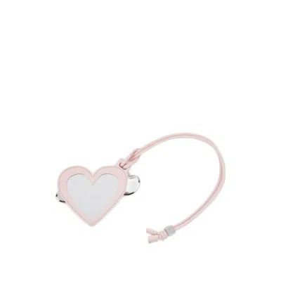 Ganni Heart Embellished Keyring In Pink