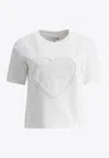 Ganni Women Heart Embroidery T-shirt In White