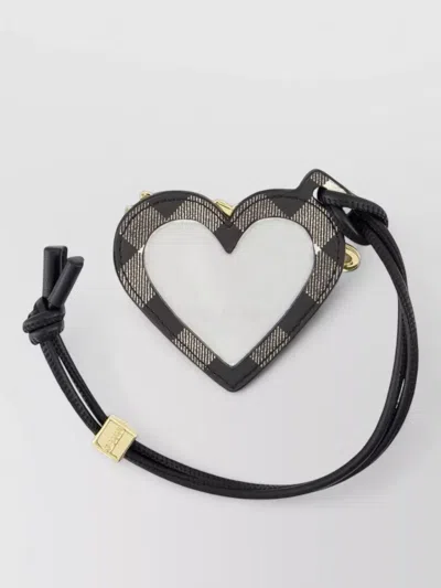 Ganni Heart Keyring Mini Bag Leather In Neutrals