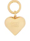 Ganni Heart Leopard-print Keyring In Gold