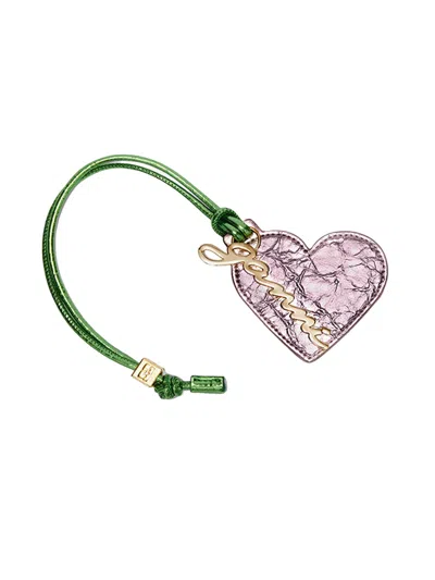 Ganni Heart Mirror Keychain In Green
