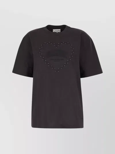GANNI HEART MOTIF COTTON T-SHIRT