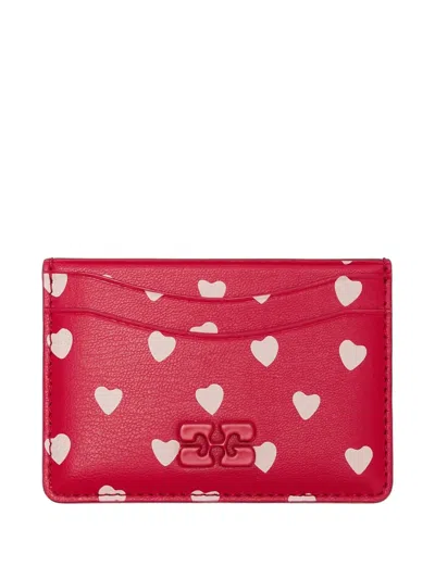 Ganni Heart-print Card Holder In Pattern