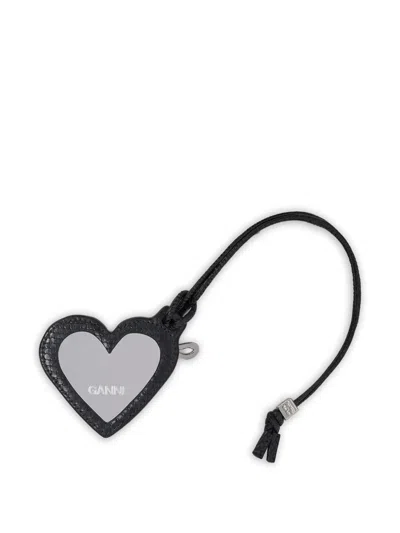 Ganni Heart-shaped Charm In Black