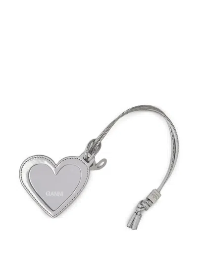 Ganni Heart-shaped Charm In Silver