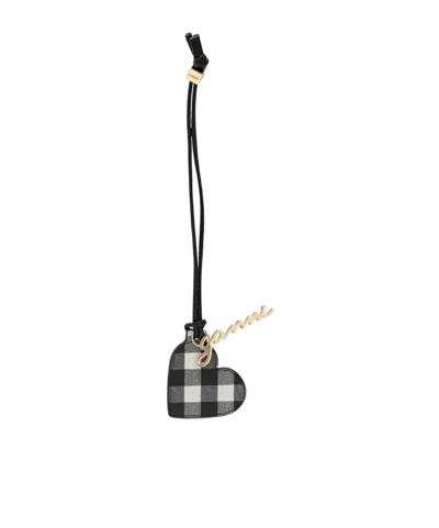 Ganni Heart Shaped Keychain In Black