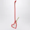 Ganni Red Heart Shaped Mirror With Logo Lettering Charm