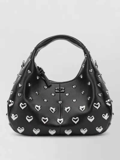 Ganni Heart Studded Mini Leather Shoulder Bag In Multi