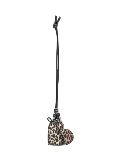 Ganni Heart-shaped Mini Bag In Leopard
