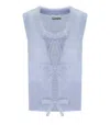 Ganni Heather Blue Sleeveless Cardigan With Bows