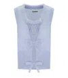 Ganni Heather Blue Sleeveless Cardigan With Bows In Hell Blau