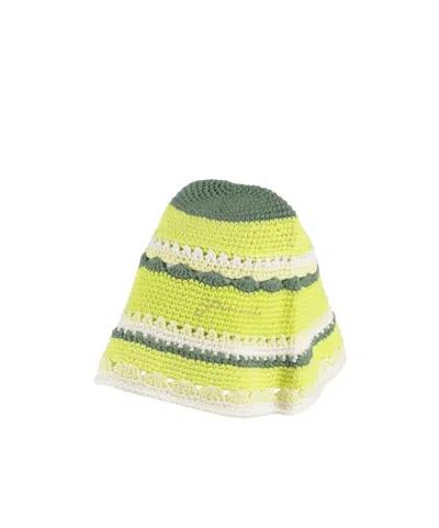 Ganni Heathered Knit Bucket Hat In Red