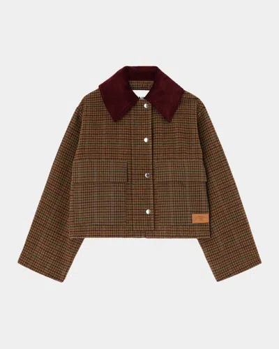 Ganni Heavy Check Twill Barn Jacket In Multi