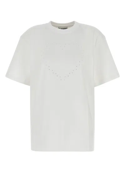 GANNI GANNI WHITE COTTON T-SHIRT