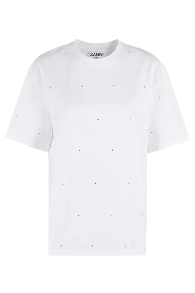 GANNI GANNI HEAVY COTTON DROP SHOULDER RHINESTONE