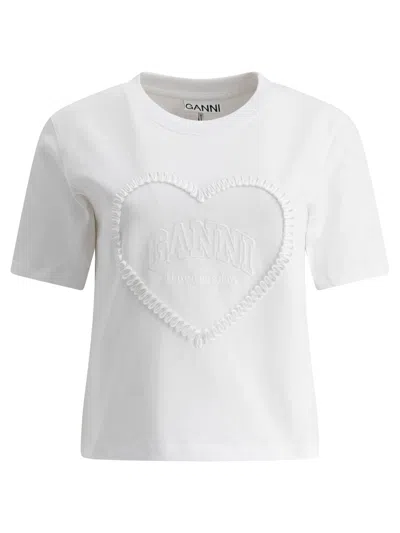 Ganni Heavy Cotton Heart Small T-shirt T-shirts White