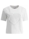 Ganni Women Heart Embroidery T-shirt In White