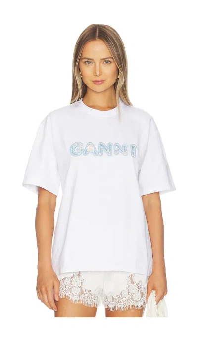 Ganni Heavy Cotton Jersey Relaxed Fit T-shirt In White