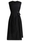 Ganni Tailored Cotton Corset Midi Dress In Black