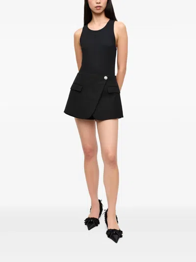 Ganni Heavy Cotton Tailoring Shorts In Black