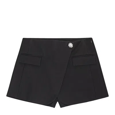 Ganni Heavy Cotton Tailoring Shorts In Black