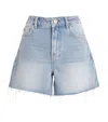 Ganni Ausgefranste Jeans-shorts In Blue