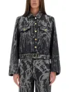 Ganni Washed Denim Belted Jacket In Black