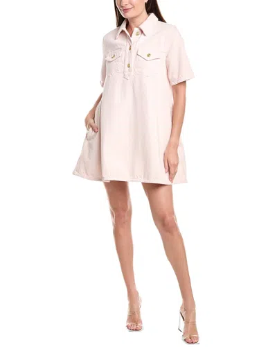 Ganni Heavy Denim Mini Dress In Pink