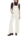 Ganni Contrast-stitching Denim Overalls In White