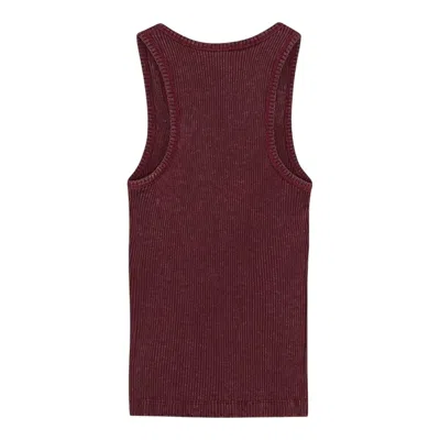 Ganni Heavy Rib Jersey Tank Top In Burgundy