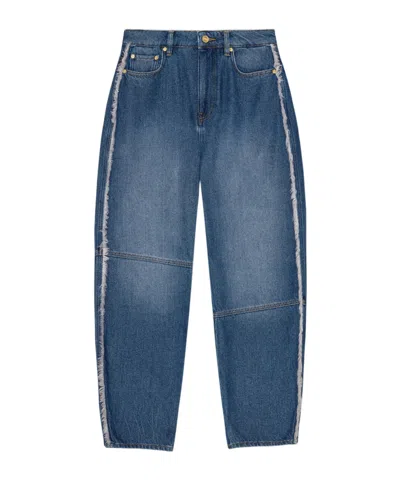 Ganni Heavy Denim Stray In Mid Blue Stone