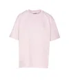 Ganni Crewneck Heart Motif Strass Embellished T-shirt In Rosa