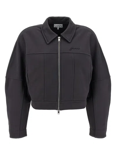 GANNI HEAVY TERRY JERSEY BOMBER JACKET