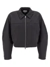 Ganni Collared Neck Panel Detailing Bomber Jacket In Black