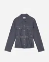 Ganni Heavy Twill Denim Short Jacket In Blue