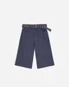 Ganni Heavy Twill Denim Shorts In Blue
