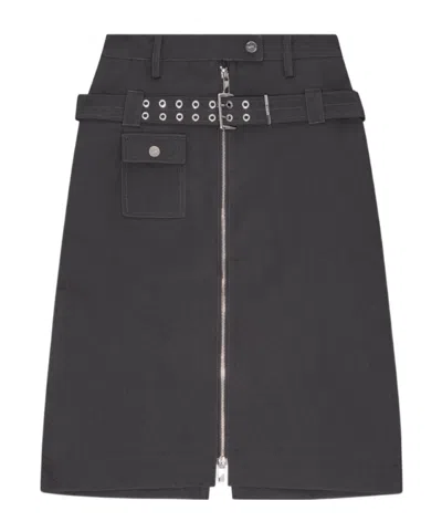 Ganni Heavy Twill Midi Skirt In Black