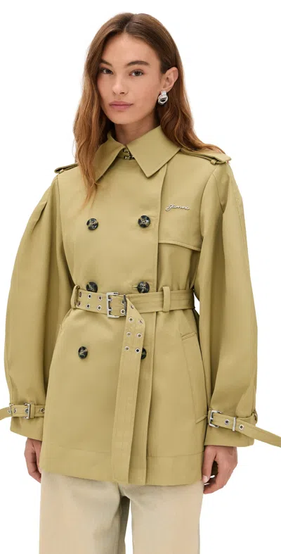 Ganni Heavy Twill Midi Trench Coat Boa
